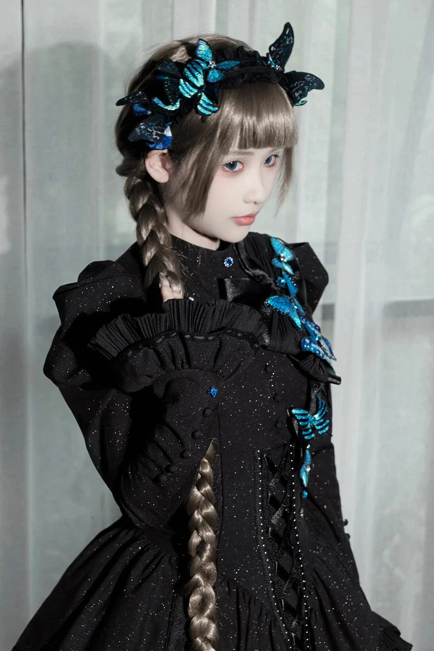 [Vorbestellschluss: 10. Monat, 14. Tag] Schwarz/Weiß Gothic-Lolita-Schmetterlingsschleifen-Serie Accessoires(Haube/Spitzen-Kopfschmuck KC/KC/4 Arten von Fotorahmen/Fotorahmen-Set)