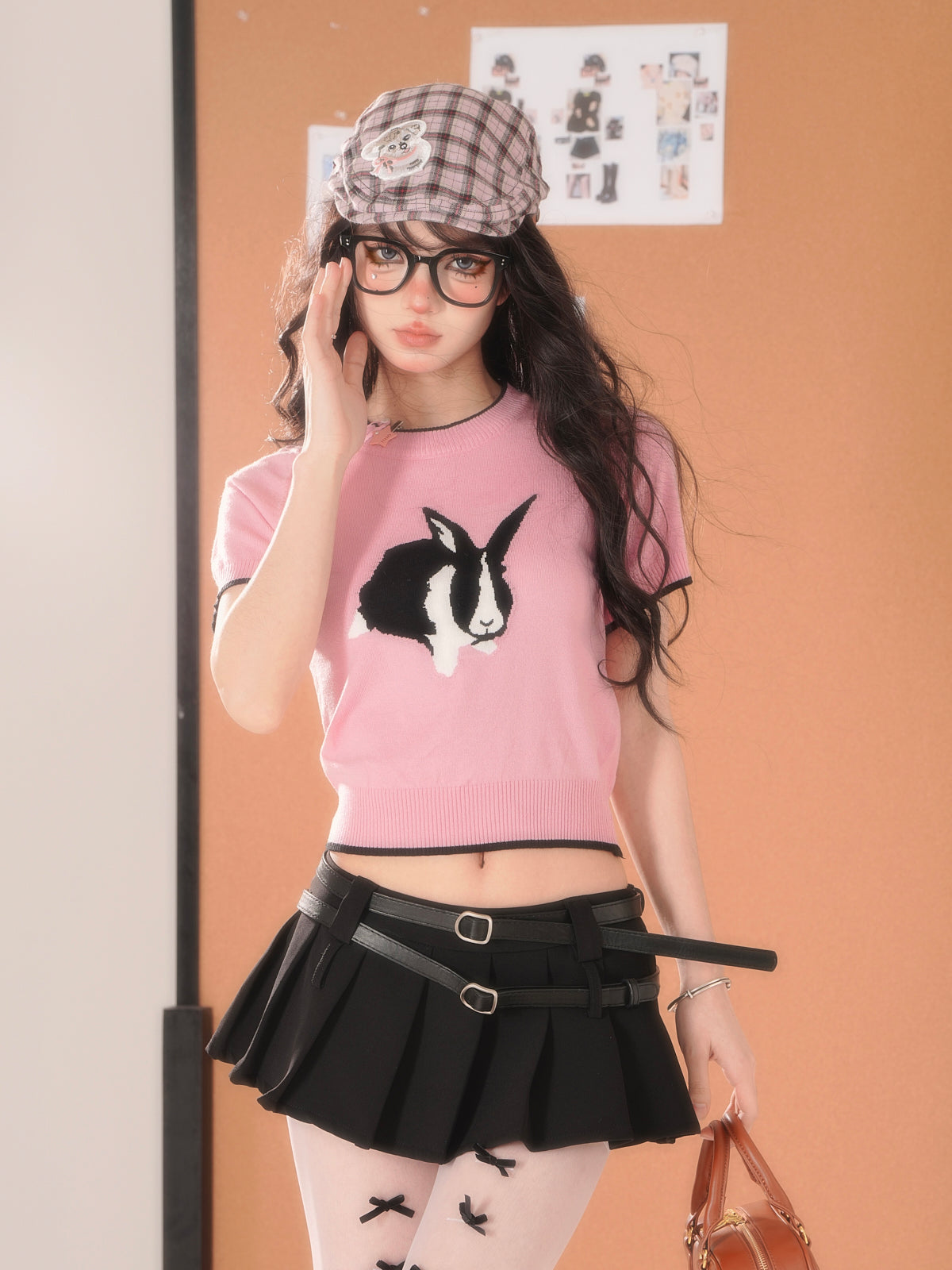 Retro rabbit bicolor short top