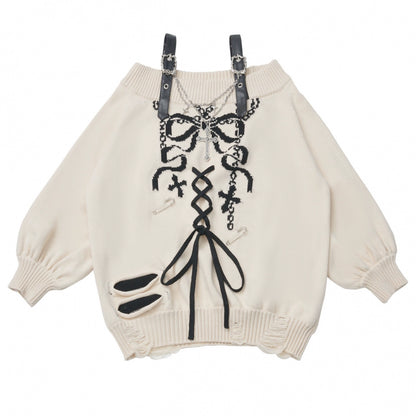 One-Shoulder Ribbon Top + Checked Asymmetrical Skirt