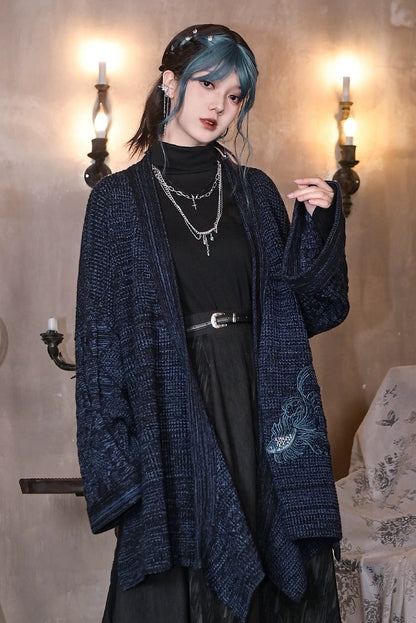 ダークフィンエンブロイダーカーディガン