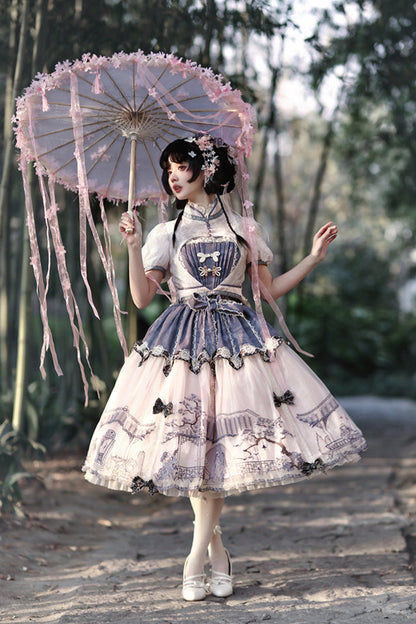 Classical Chinese Lolita Princess Dress Setup + Headdress + Necklace