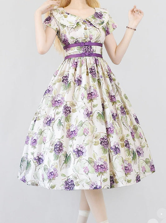 Retro Flower Waist Mark Lolita Dress