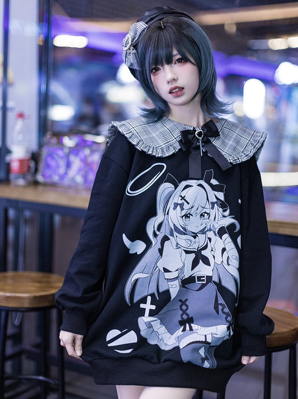 ダークアニメチェックカラートップス