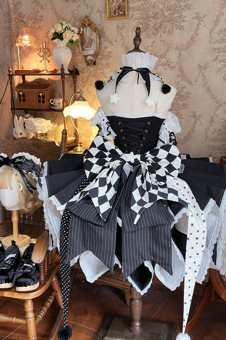 【12月8日予約締切】サーカスロリータエレガントレトロゴシックピエロドレスセット＋アクセサリーコンプリート