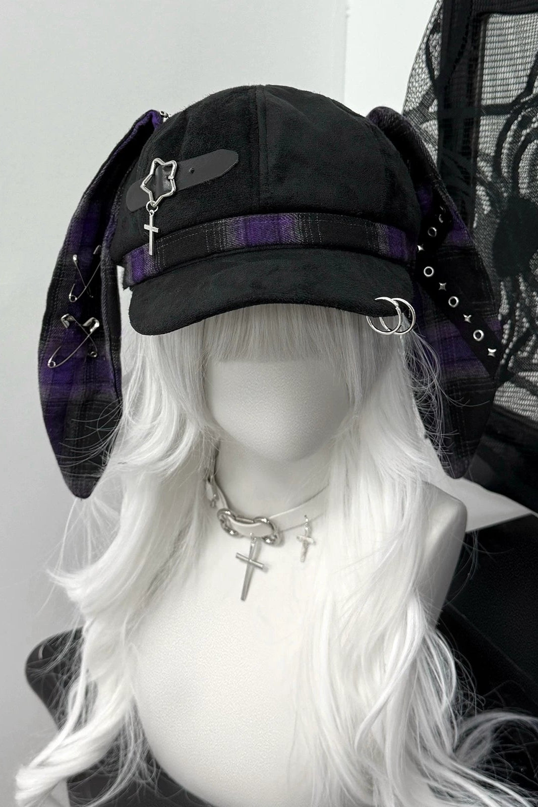 Plaid Bunny Ear Punk Subculture Hat