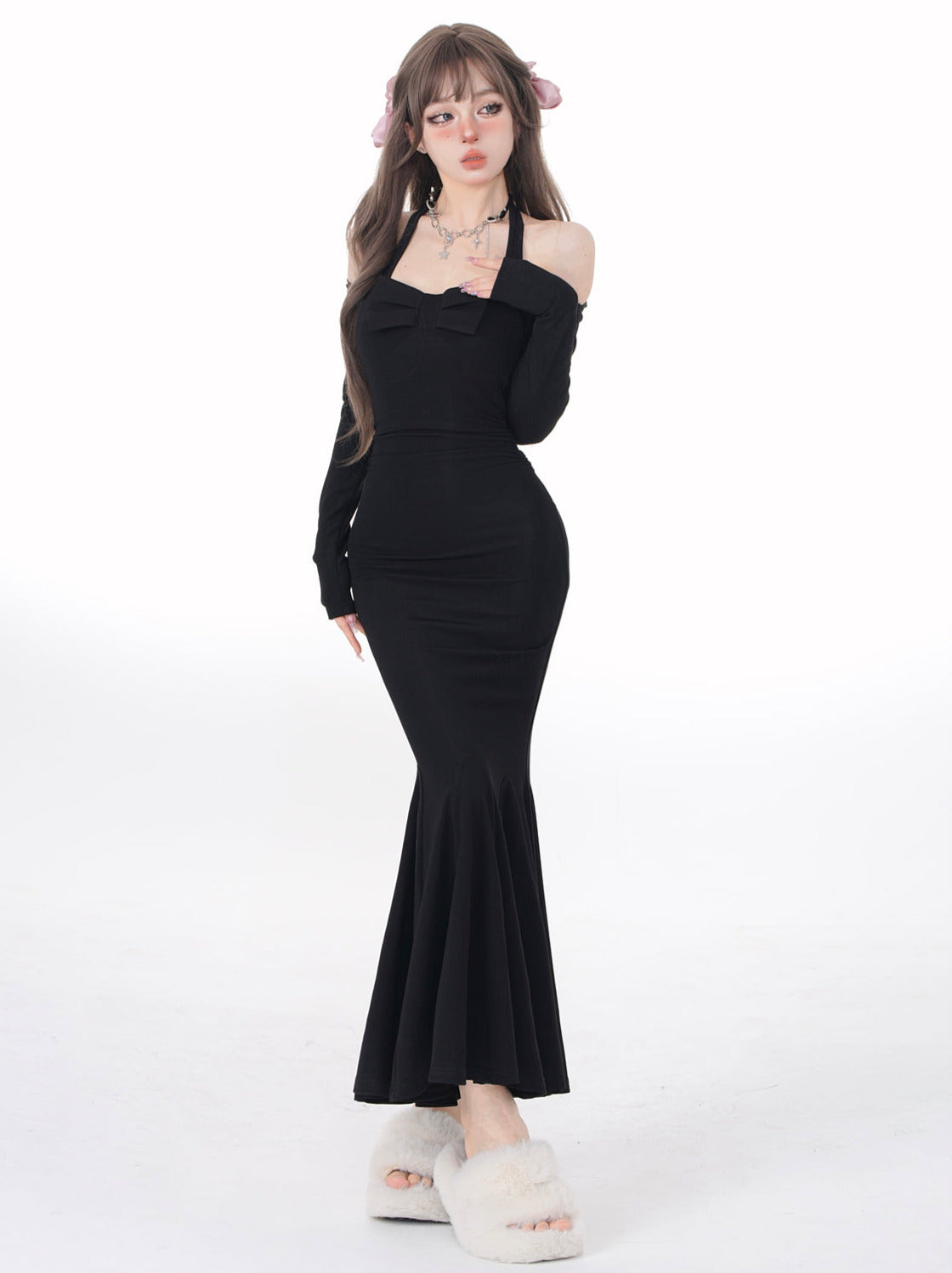 One-Shoulder Beauty S Curve Slim Ribbon Dress [Reserviertes Produkt].