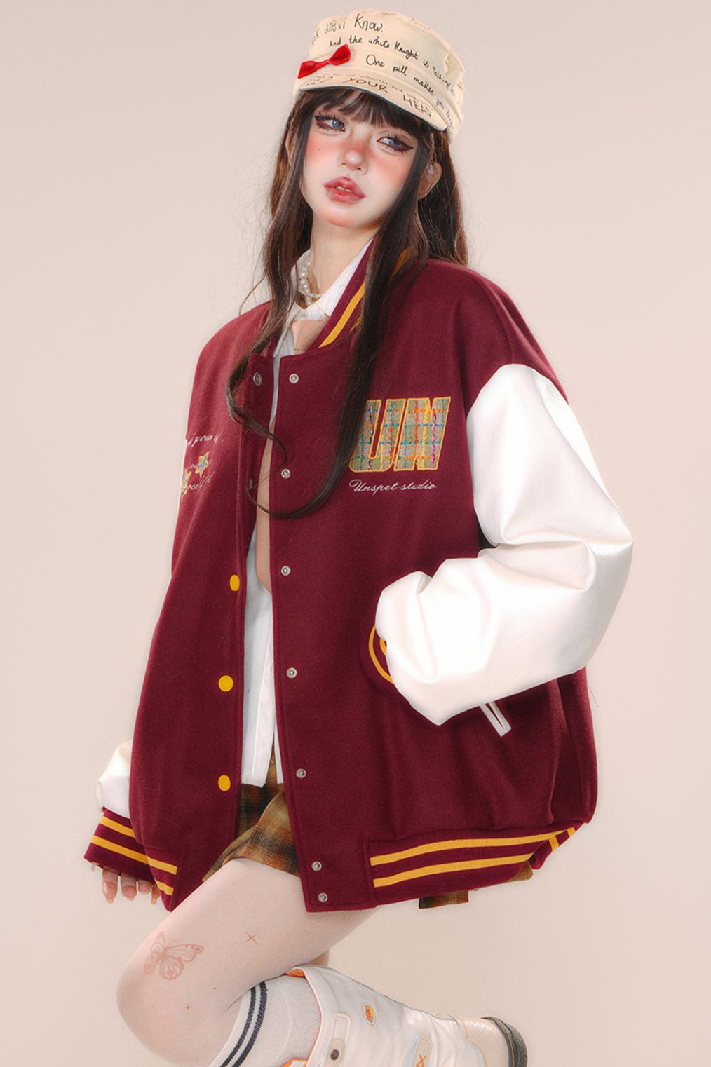 Over -size baseball club jacket