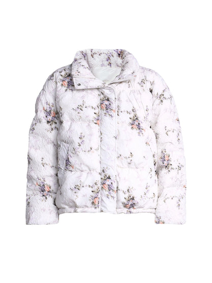 Fragrance Flower Padded Jacquard Jacket + Pleated Skirt