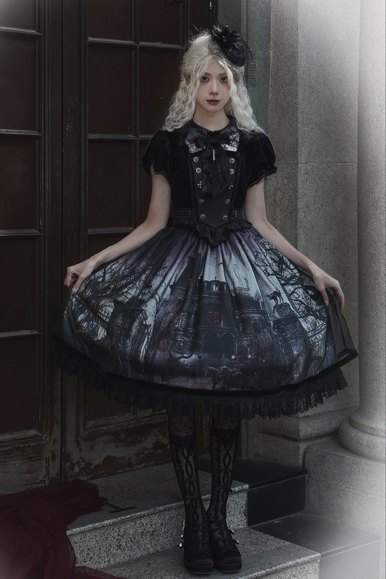 [Deadline for reservation: February 23rd] Horror House Spider Web Gothic Cape Dress