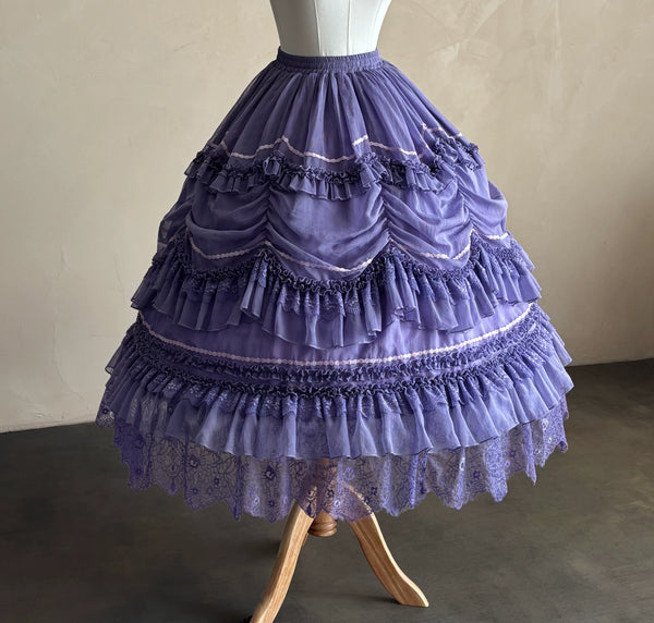 【9月13日予約締切】Purple/Dark Purple Gothic Lolita Tiered Lace Ruffle Skirt
