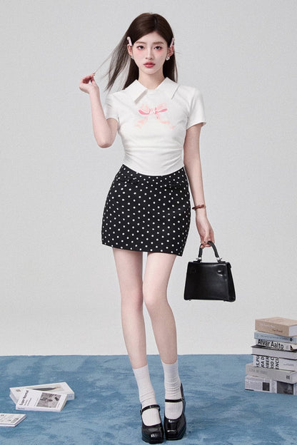 High Waist Dot Skirt