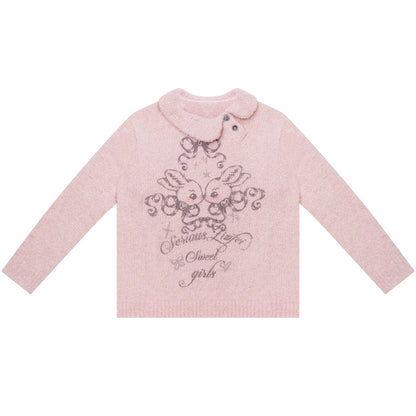 レトロピンクラビットセーター