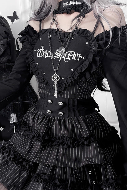 サブカルチャーゴシックダークスリムロングスリーブドレス