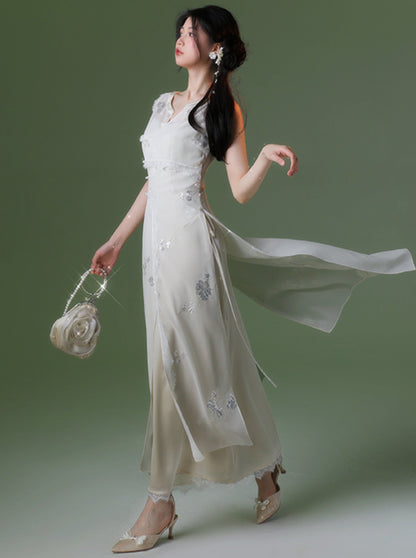 Silver Flower Dress + Shawl