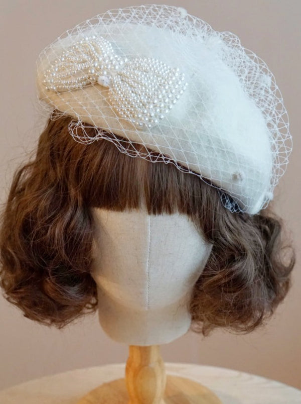 Girly White Beret