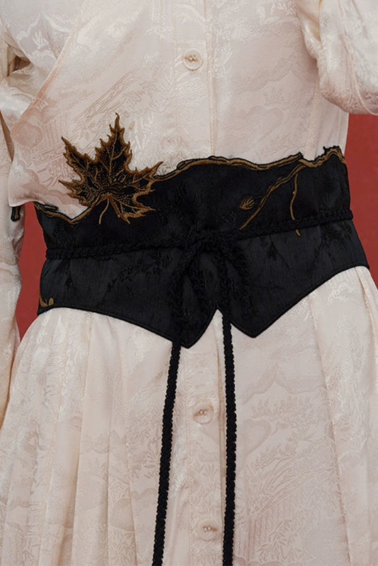 Kamo original innovative Chinese style Chinese style retro style autumn maple leaves waist seal niche belt