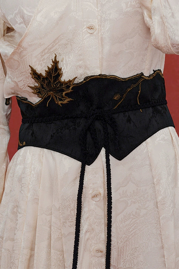 Kamo original innovative Chinese style Chinese style retro style autumn maple leaves waist seal niche belt