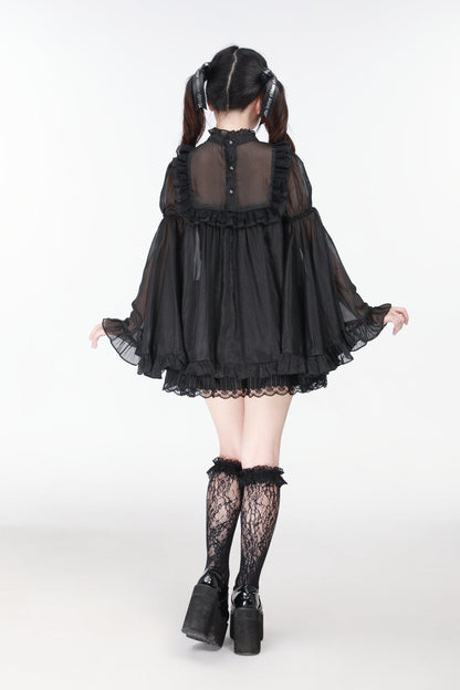 地雷バードサスペンダードレス＋シアースリーブトップス