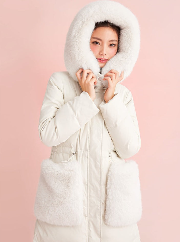 Pocket Fur Collar White Duck Down