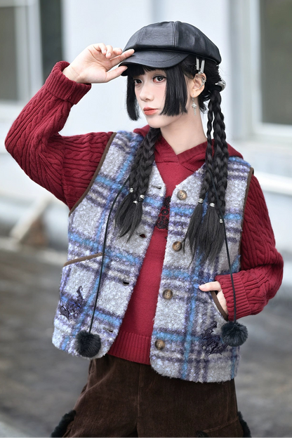 フーバットダークレッドニットフードパーカー