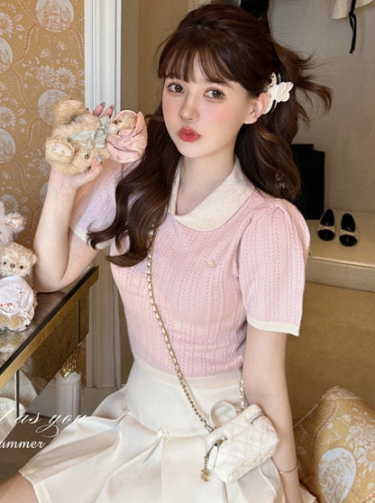 Doll Collar Summer Knit Sweater Top