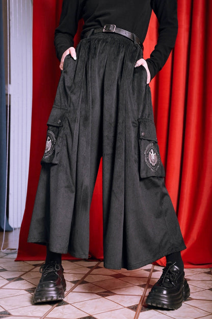 ブラックコーデュロイワイドパンツ