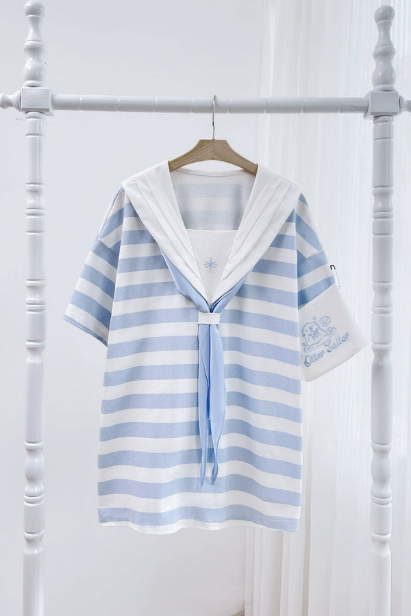 [Angel Neighborhood👼] [Reserved Item] Striped Sailor Collar Subculture Tops + Half Pants