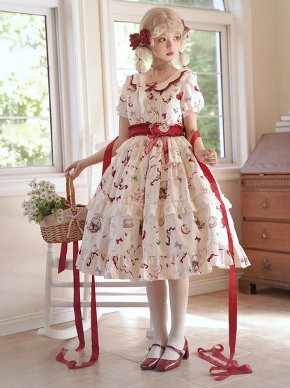Robe lolita printemps été manches courtes rustique lolita jupe robe princesse
