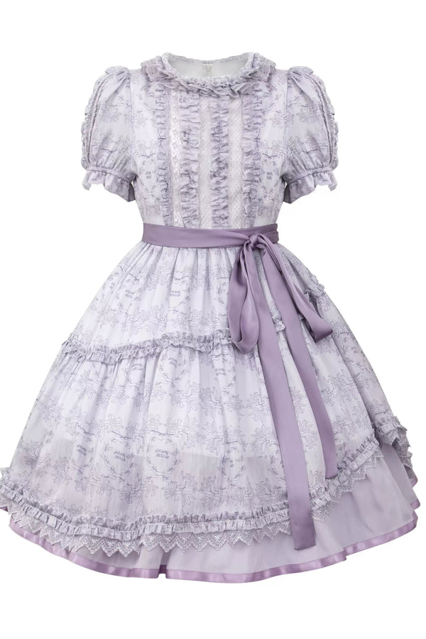 French Elegance Floral Lolita Dress + Badge + Headband + Headband