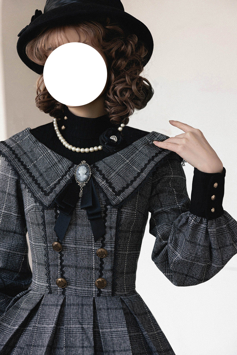 [Reservation product] Fontaine Brokrassical Elegant Check Layered Dress