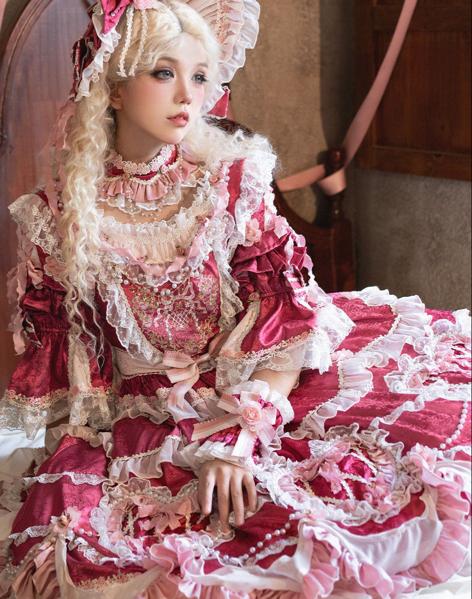 【2月22日予約締切】アンティークベリーローズロマンティックファンタジーロリータショートドレス