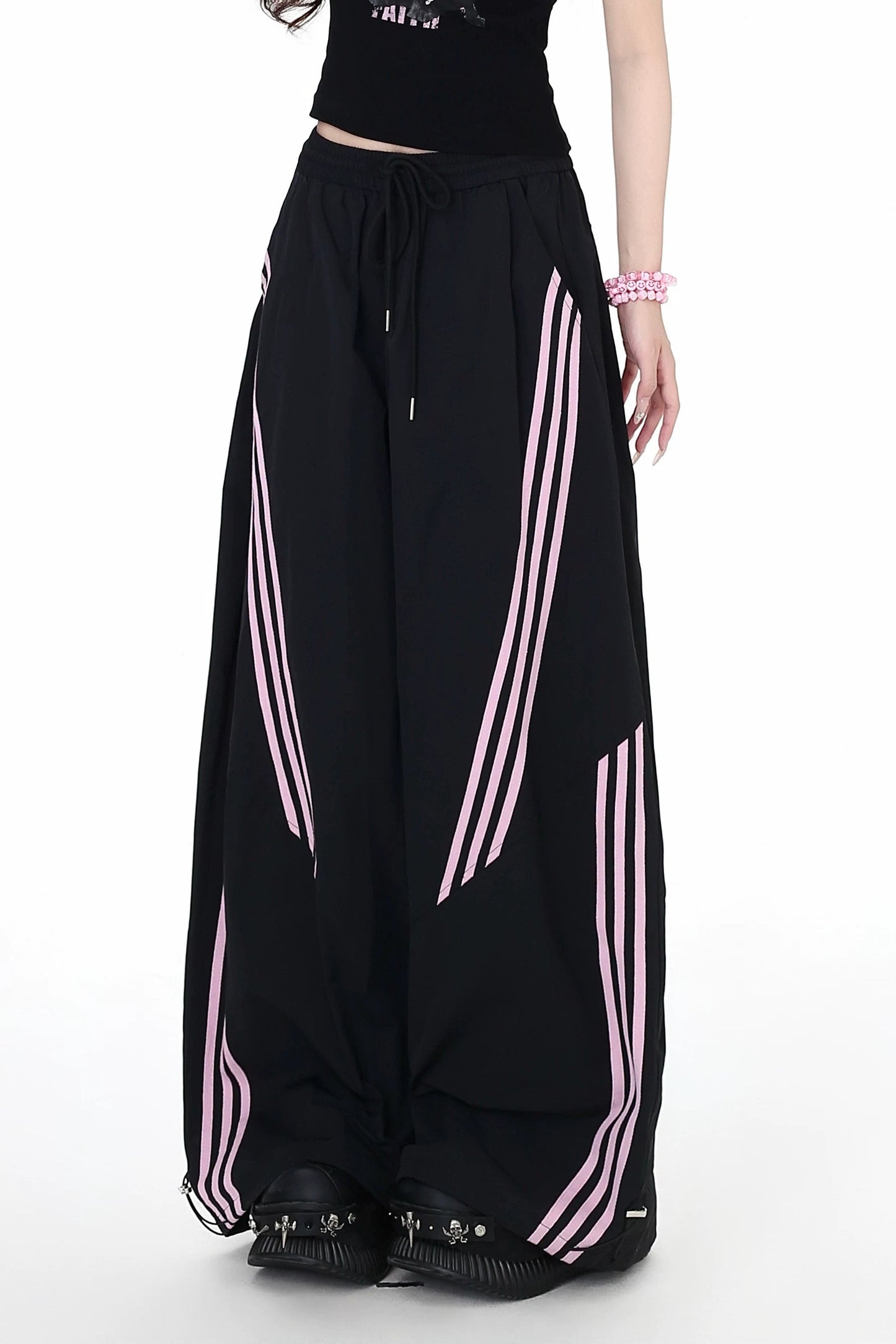 カジュアルモードストライプルーズパンツ