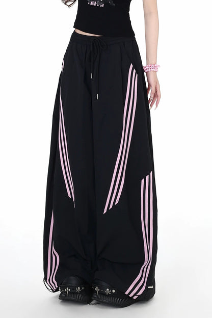 カジュアルモードストライプルーズパンツ