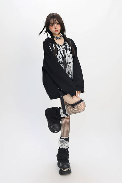 Dark Design Loose Hooded Hoodie