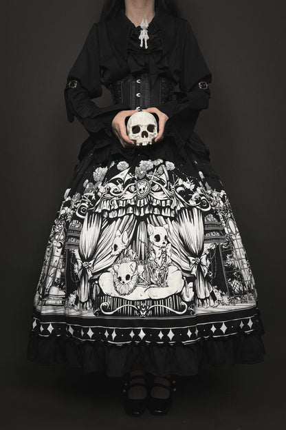 [Reservation product] Born Theater Horror Night Dark Gothic Halloween Shirt + Skirt Set