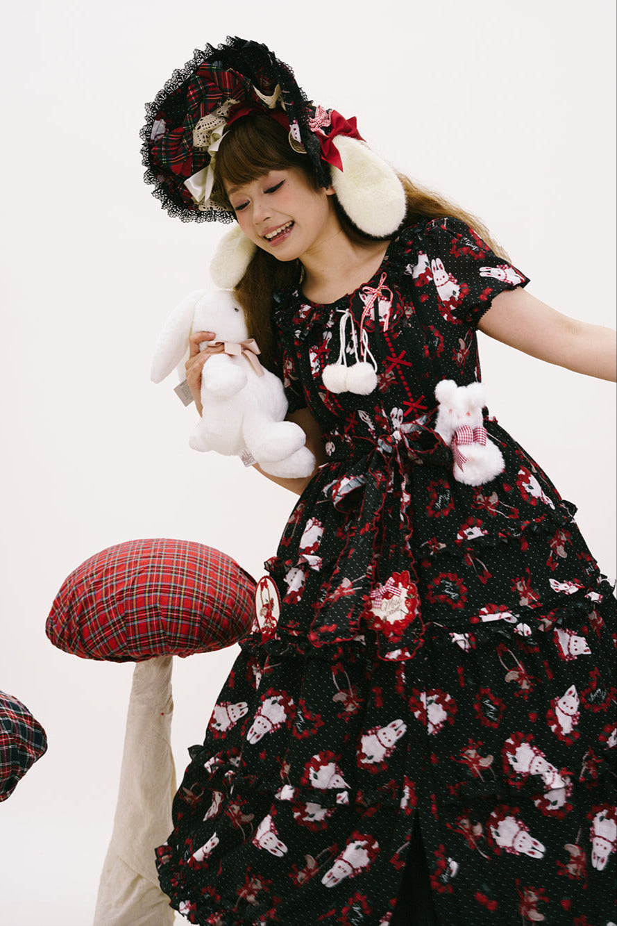 [Pre-order Deadline: January 31] Forest Berry Rabbit Series Daily Puff Sleeve Dress