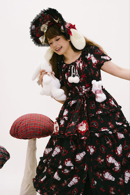 [Pre-order Deadline: January 31] Forest Berry Rabbit Series Daily Puff Sleeve Dress