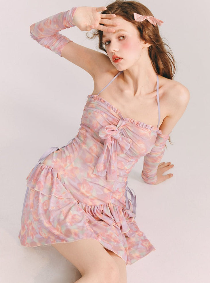 Blossom Small Neon Halter Neck Strap Dress (robe à bretelles)