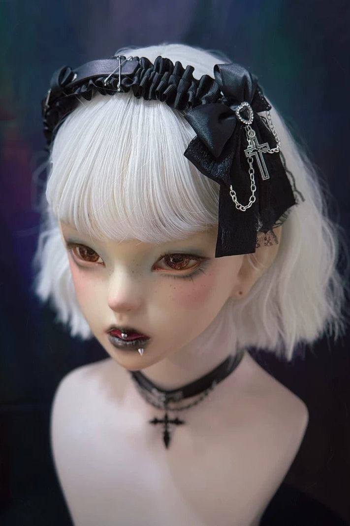 リボンレザーレースヘッドバンド