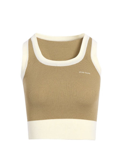 Sleeveless Suspender Knit Vest Top