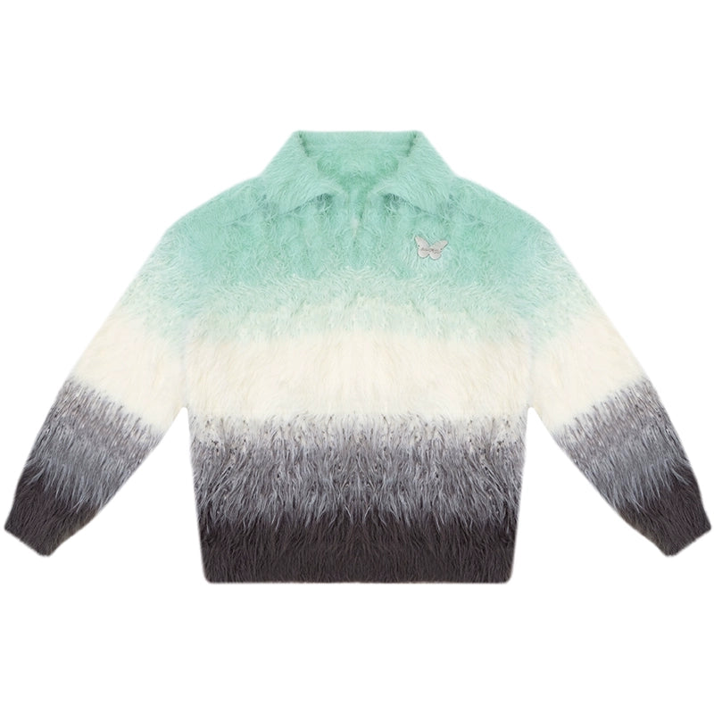 Retro Gradient Buoy Neck Sweater