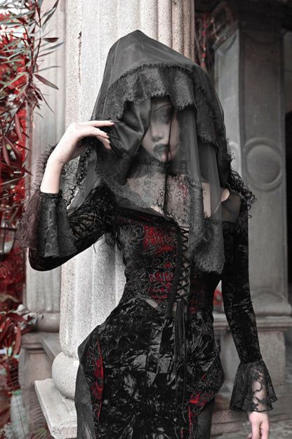 Blood Peak Gothic Dark Velvet Long Dress