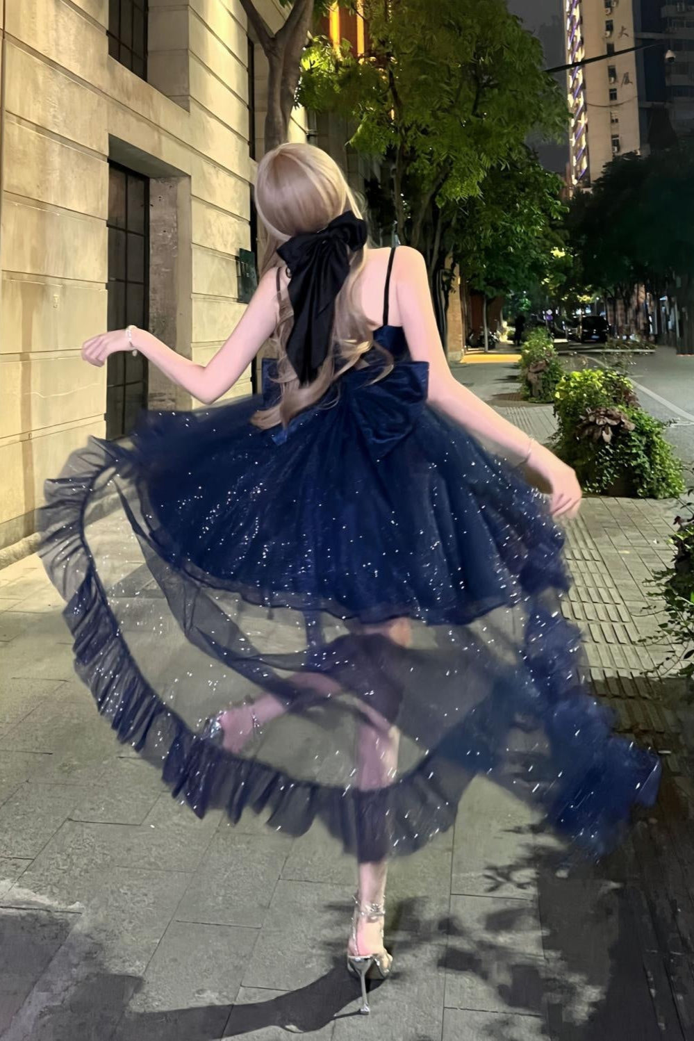 ハロウィンレッドプリンセスドレス＋テール＋リボン＋ネックカラー