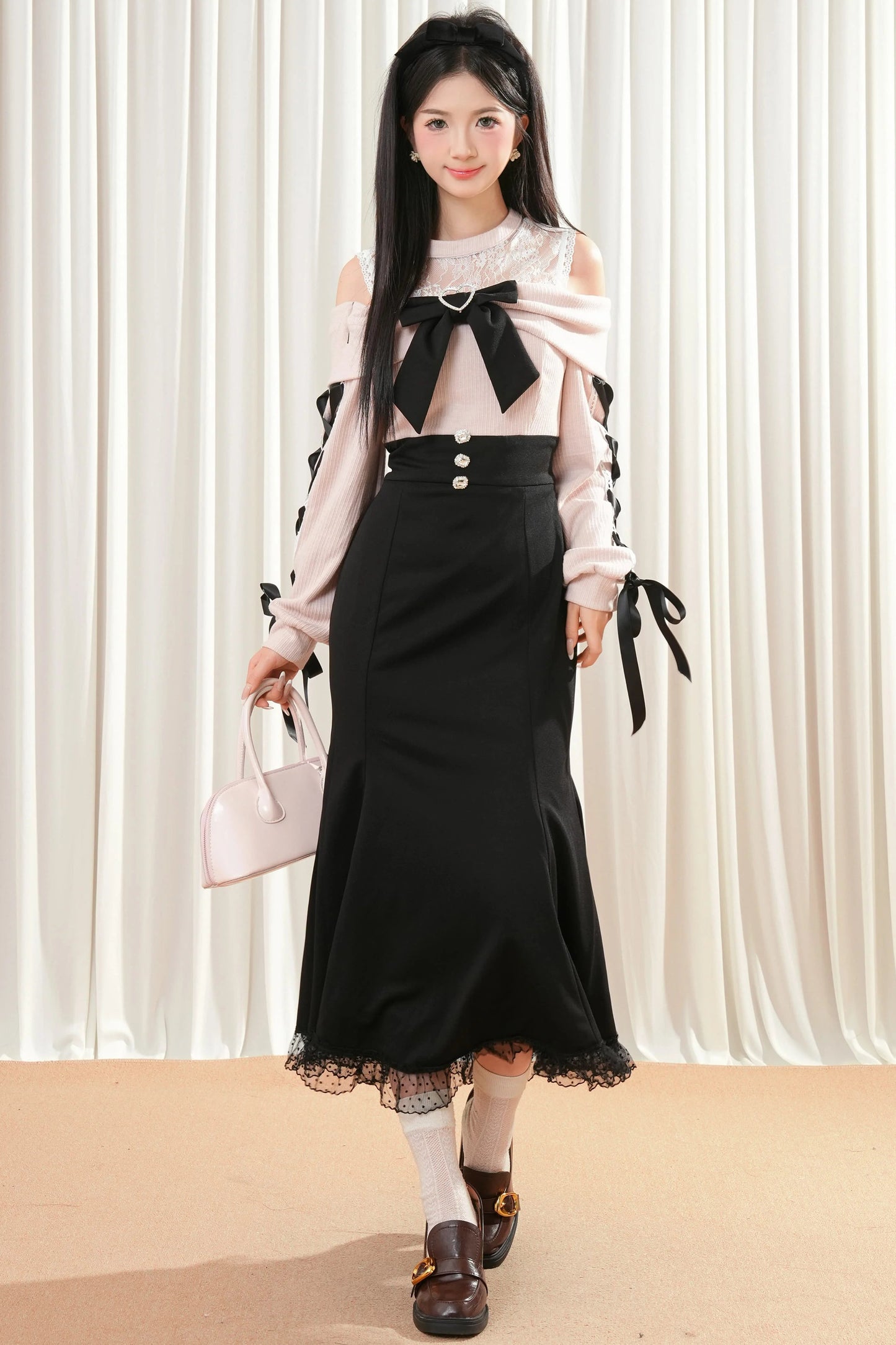 リボンマーメイドレースアップドレス