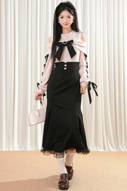 リボンマーメイドレースアップドレス