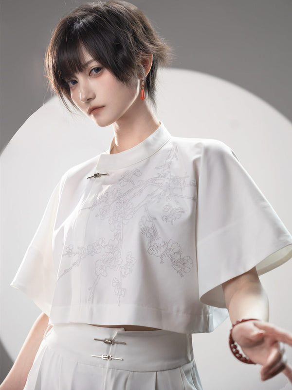 チャイナエンブロイダリーコミューターボレロショートトップス