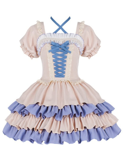 Candy Lace-up Lolita Dress + Ruffled Arms