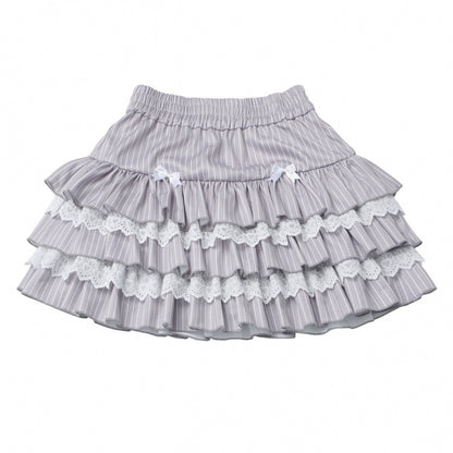 スモックサスペンダー+ドールカラートップス+ケーキスカート