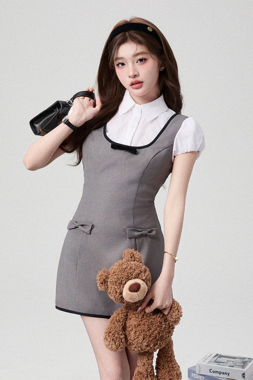 Slim Grey College Bib Dress