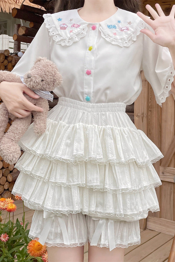 キュートフリルティアードスカートパンツ